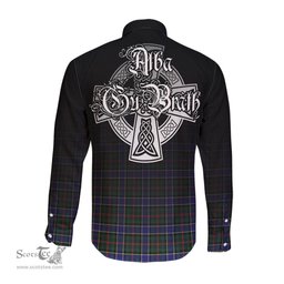 ScotsTee Shop Scottish Ogilvie (Ogilvy) Hunting Modern Clan Crest Tartan Alba Gu Brath Celtic Inspired Tartan Long Sleeve Shirt