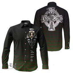 ScotsTee Shop Scottish Menzies Clan Crest Tartan Alba Gu Brath Celtic Inspired Tartan Long Sleeve Shirt