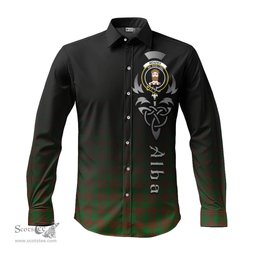ScotsTee Shop Scottish Menzies Clan Crest Tartan Alba Gu Brath Celtic Inspired Tartan Long Sleeve Shirt