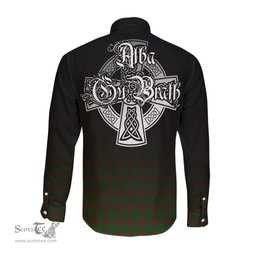 ScotsTee Shop Scottish Menzies Clan Crest Tartan Alba Gu Brath Celtic Inspired Tartan Long Sleeve Shirt