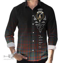 ScotsTee Shop Scottish Matheson Ancient Clan Crest Tartan Alba Gu Brath Celtic Inspired Tartan Long Sleeve Shirt