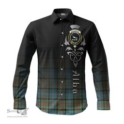 ScotsTee Shop Scottish Walkinshaw Clan Crest Tartan Alba Gu Brath Celtic Inspired Tartan Long Sleeve Shirt