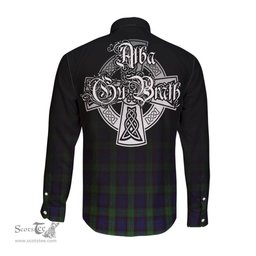 ScotsTee Shop Scottish Nicolson Green Hunting Clan Crest Tartan Alba Gu Brath Celtic Inspired Tartan Long Sleeve Shirt