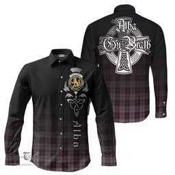 ScotsTee Shop Scottish MacPherson Hunting Clan Crest Tartan Alba Gu Brath Celtic Inspired Tartan Long Sleeve Shirt