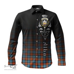 ScotsTee Shop Scottish MacLachlan Ancient Clan Crest Tartan Alba Gu Brath Celtic Inspired Tartan Long Sleeve Shirt
