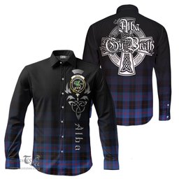 ScotsTee Shop Scottish Maule Clan Crest Tartan Alba Gu Brath Celtic Inspired Tartan Long Sleeve Shirt