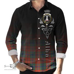 ScotsTee Shop Scottish MacLean of Duart Ancient Clan Crest Tartan Alba Gu Brath Celtic Inspired Tartan Long Sleeve Shirt