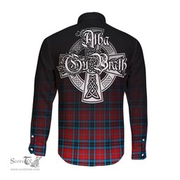 ScotsTee Shop Scottish MacTavish Modern Clan Crest Tartan Alba Gu Brath Celtic Inspired Tartan Long Sleeve Shirt