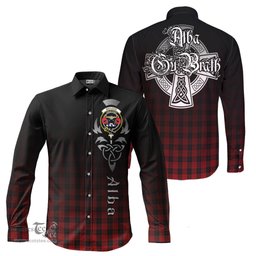 ScotsTee Shop Scottish MacLeod Black and Red Clan Crest Tartan Alba Gu Brath Celtic Inspired Tartan Long Sleeve Shirt