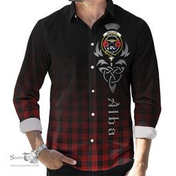 ScotsTee Shop Scottish MacLeod Black and Red Clan Crest Tartan Alba Gu Brath Celtic Inspired Tartan Long Sleeve Shirt