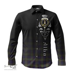 ScotsTee Shop Scottish MacLellan Clan Crest Tartan Alba Gu Brath Celtic Inspired Tartan Long Sleeve Shirt