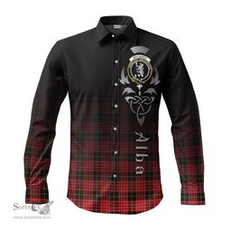 ScotsTee Shop Scottish MacQueen Modern Clan Crest Tartan Alba Gu Brath Celtic Inspired Tartan Long Sleeve Shirt