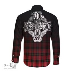 ScotsTee Shop Scottish MacQueen Modern Clan Crest Tartan Alba Gu Brath Celtic Inspired Tartan Long Sleeve Shirt