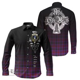 ScotsTee Shop Scottish Montgomery Modern Clan Crest Tartan Alba Gu Brath Celtic Inspired Tartan Long Sleeve Shirt