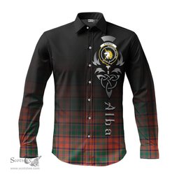 ScotsTee Shop Scottish Stewart of Appin Ancient Clan Crest Tartan Alba Gu Brath Celtic Inspired Tartan Long Sleeve Shirt