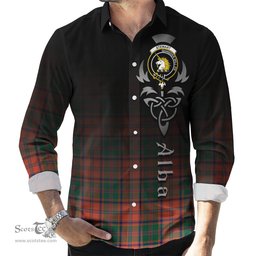ScotsTee Shop Scottish Stewart of Appin Ancient Clan Crest Tartan Alba Gu Brath Celtic Inspired Tartan Long Sleeve Shirt