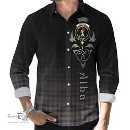 ScotsTee Shop Scottish Taylor Weathered Clan Crest Tartan Alba Gu Brath Celtic Inspired Tartan Long Sleeve Shirt