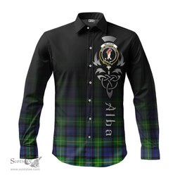 ScotsTee Shop Scottish Meldrum Clan Crest Tartan Alba Gu Brath Celtic Inspired Tartan Long Sleeve Shirt