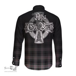 ScotsTee Shop Scottish Moffat Modern Clan Crest Tartan Alba Gu Brath Celtic Inspired Tartan Long Sleeve Shirt