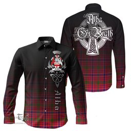 ScotsTee Shop Scottish MacRow Clan Crest Tartan Alba Gu Brath Celtic Inspired Tartan Long Sleeve Shirt