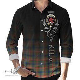 ScotsTee Shop Scottish Wilson Ancient Clan Crest Tartan Alba Gu Brath Celtic Inspired Tartan Long Sleeve Shirt