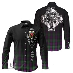 ScotsTee Shop Scottish Wilson Clan Crest Tartan Alba Gu Brath Celtic Inspired Tartan Long Sleeve Shirt