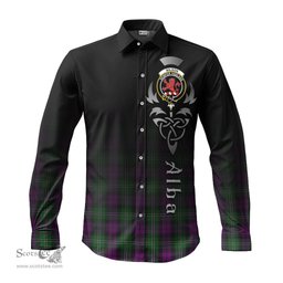 ScotsTee Shop Scottish Wilson Clan Crest Tartan Alba Gu Brath Celtic Inspired Tartan Long Sleeve Shirt