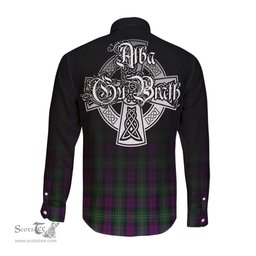 ScotsTee Shop Scottish Wilson Clan Crest Tartan Alba Gu Brath Celtic Inspired Tartan Long Sleeve Shirt