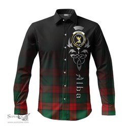 ScotsTee Shop Scottish Stewart Atholl Modern Clan Crest Tartan Alba Gu Brath Celtic Inspired Tartan Long Sleeve Shirt