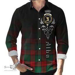 ScotsTee Shop Scottish Stewart Atholl Modern Clan Crest Tartan Alba Gu Brath Celtic Inspired Tartan Long Sleeve Shirt