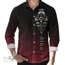 ScotsTee Shop Scottish Rose Clan Crest Tartan Alba Gu Brath Celtic Inspired Tartan Long Sleeve Shirt
