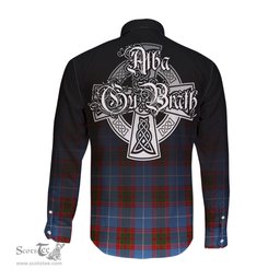 ScotsTee Shop Scottish Trotter Clan Crest Tartan Alba Gu Brath Celtic Inspired Tartan Long Sleeve Shirt