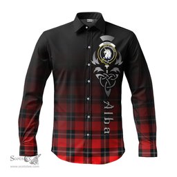 ScotsTee Shop Scottish Ramsay Modern Clan Crest Tartan Alba Gu Brath Celtic Inspired Tartan Long Sleeve Shirt