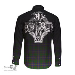 ScotsTee Shop Scottish Strange of Balkaskie Clan Crest Tartan Alba Gu Brath Celtic Inspired Tartan Long Sleeve Shirt