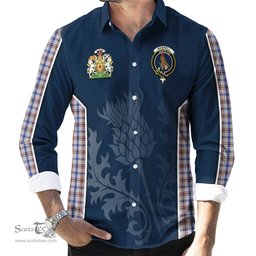 ScotsTee Shop Scottish Boswell Clan Scottish Crest and Scottish Thistle Sport Tartan Long Sleeve Shirt