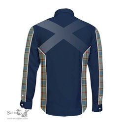 ScotsTee Shop Scottish Balfour Blue Clan Scottish Crest and Scottish Thistle Sport Tartan Long Sleeve Shirt