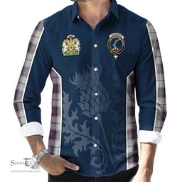ScotsTee Shop Scottish Alexander of Menstry Dress Clan Scottish Crest and Scottish Thistle Sport Tartan Long Sleeve Shirt