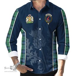 ScotsTee Shop Scottish Armstrong Ancient Clan Scottish Crest and Scottish Thistle Sport Tartan Long Sleeve Shirt