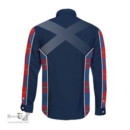 ScotsTee Shop Scottish Blane Clan Scottish Crest and Scottish Thistle Sport Tartan Long Sleeve Shirt