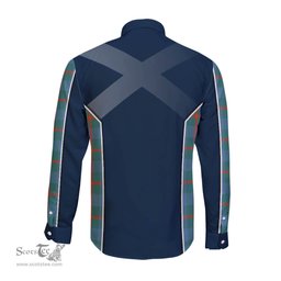 ScotsTee Shop Scottish Agnew Ancient Clan Scottish Crest and Scottish Thistle Sport Tartan Long Sleeve Shirt