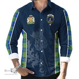 ScotsTee Shop Scottish Barclay Hunting Ancient Clan Scottish Crest and Scottish Thistle Sport Tartan Long Sleeve Shirt
