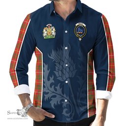 ScotsTee Shop Scottish Bruce Modern Clan Scottish Crest and Scottish Thistle Sport Tartan Long Sleeve Shirt