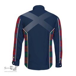 ScotsTee Shop Scottish Auchinleck Clan Scottish Crest and Scottish Thistle Sport Tartan Long Sleeve Shirt