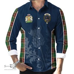 ScotsTee Shop Scottish Baxter Clan Scottish Crest and Scottish Thistle Sport Tartan Long Sleeve Shirt