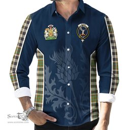 ScotsTee Shop Scottish Burns Check Clan Scottish Crest and Scottish Thistle Sport Tartan Long Sleeve Shirt