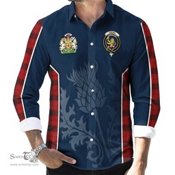 ScotsTee Shop Scottish Ewing Clan Scottish Crest and Scottish Thistle Sport Tartan Long Sleeve Shirt