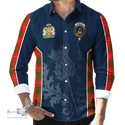 ScotsTee Shop Scottish Cameron Modern Clan Scottish Crest and Scottish Thistle Sport Tartan Long Sleeve Shirt