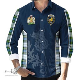 ScotsTee Shop Scottish Campbell Dress Clan Scottish Crest and Scottish Thistle Sport Tartan Long Sleeve Shirt