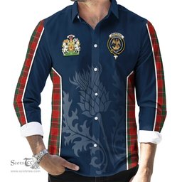 ScotsTee Shop Scottish Drummond Ancient Clan Scottish Crest and Scottish Thistle Sport Tartan Long Sleeve Shirt