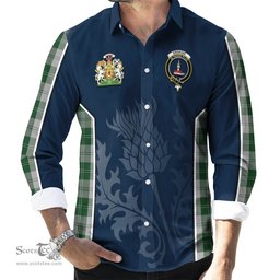 ScotsTee Shop Scottish Erskine Green Clan Scottish Crest and Scottish Thistle Sport Tartan Long Sleeve Shirt